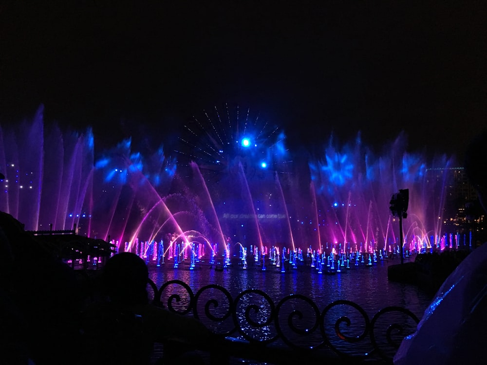 pink and blue fountain