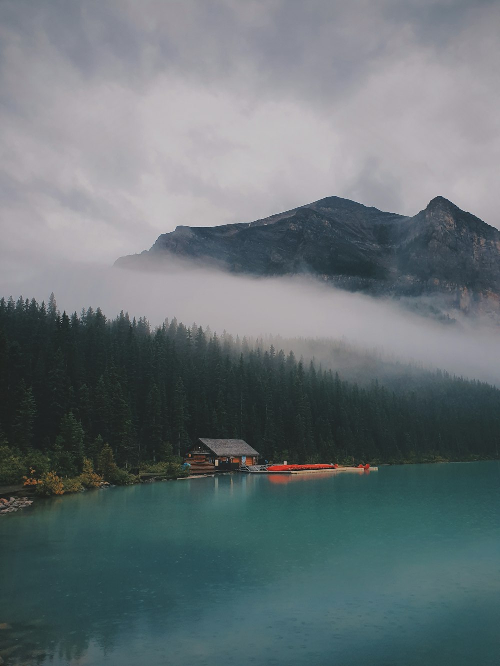 cabin beside lake