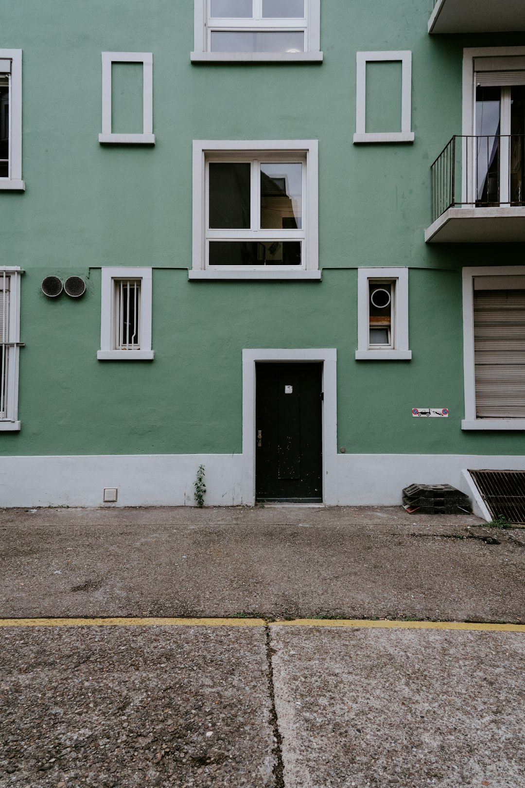 green and white painted wall