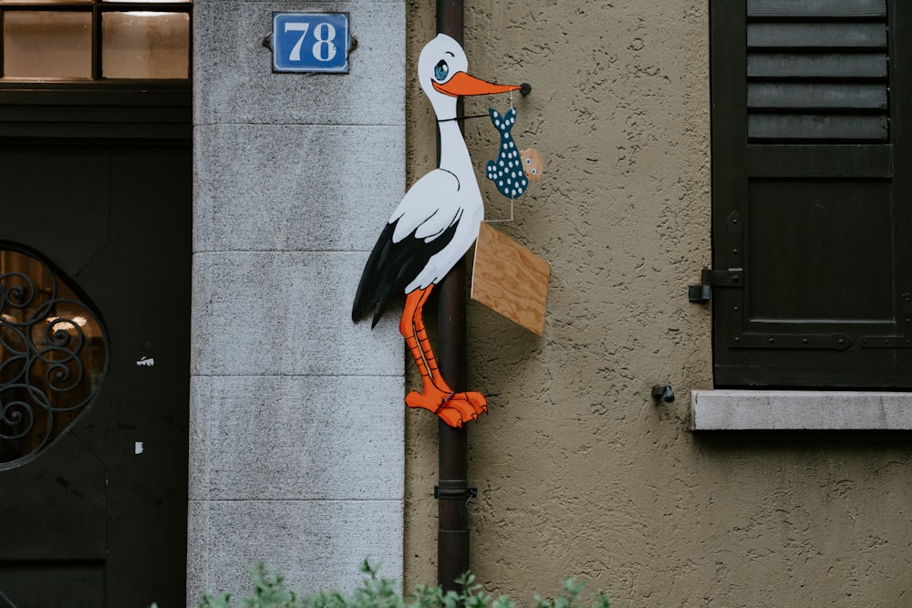 white and black bird sticker