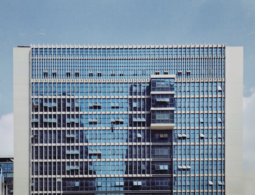 blue and white building