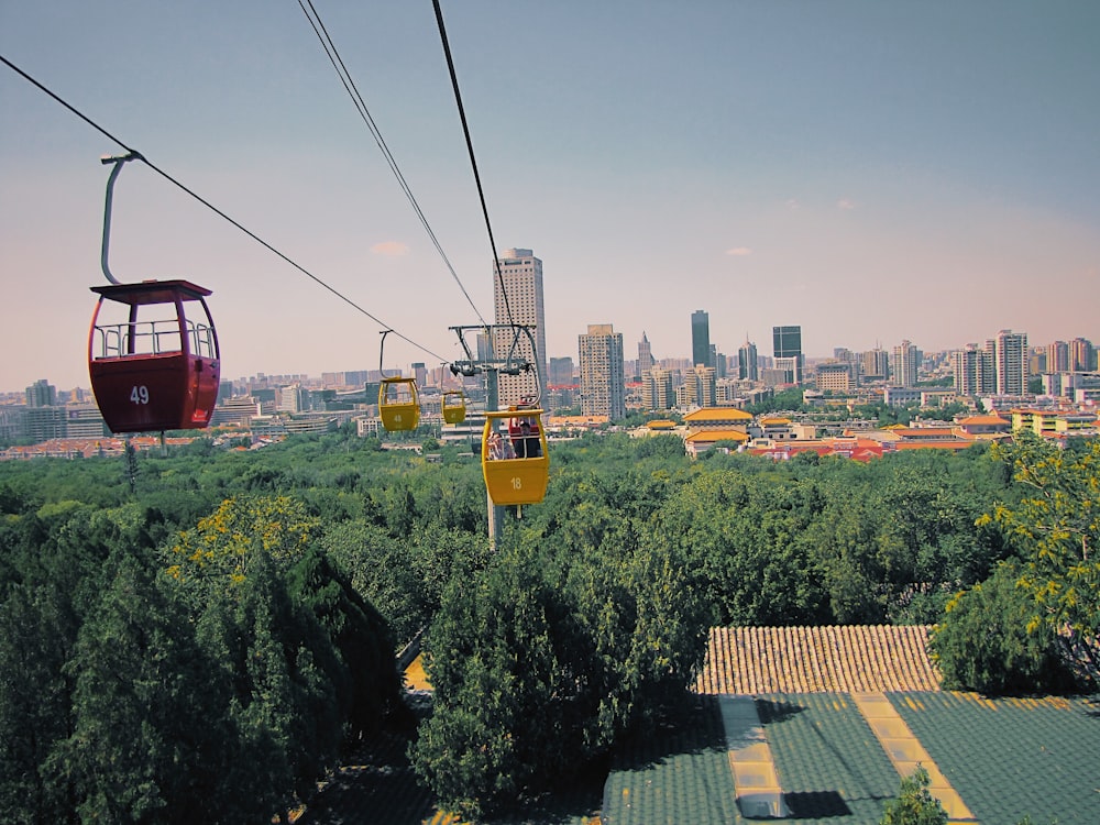 cable cars above forest