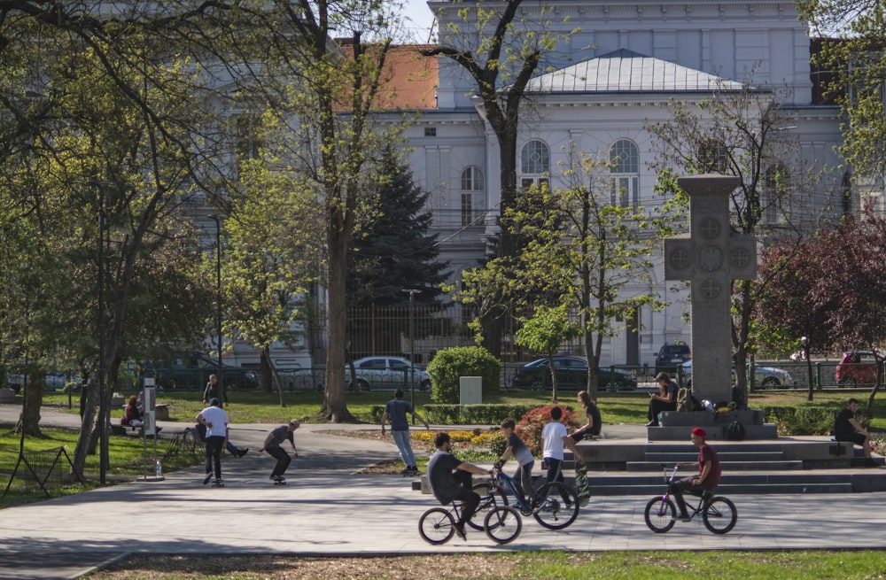 people riding bicycle