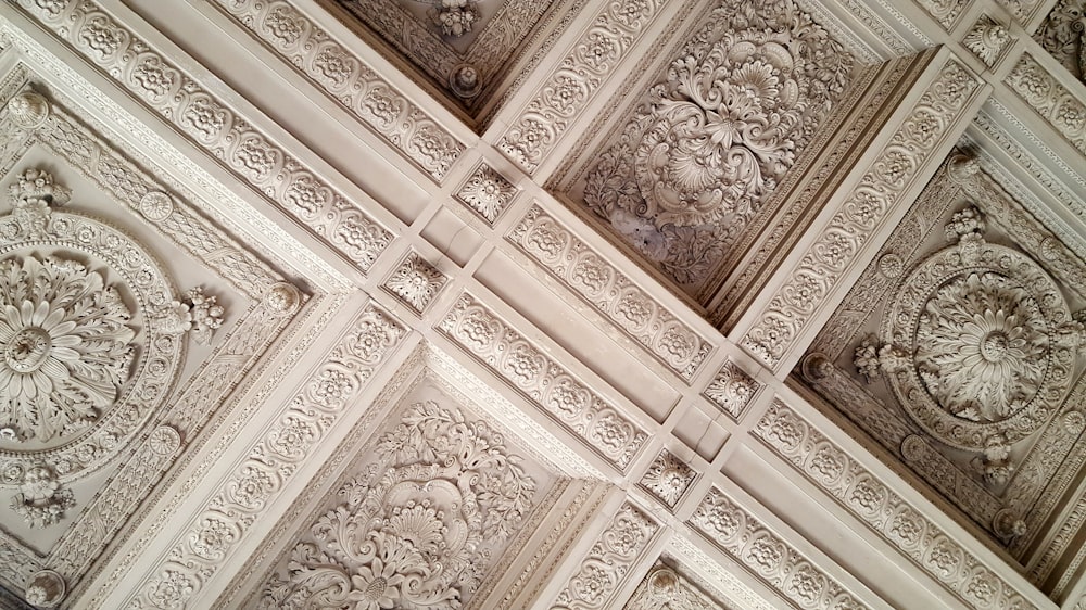white painted decorative interior roof scenery
