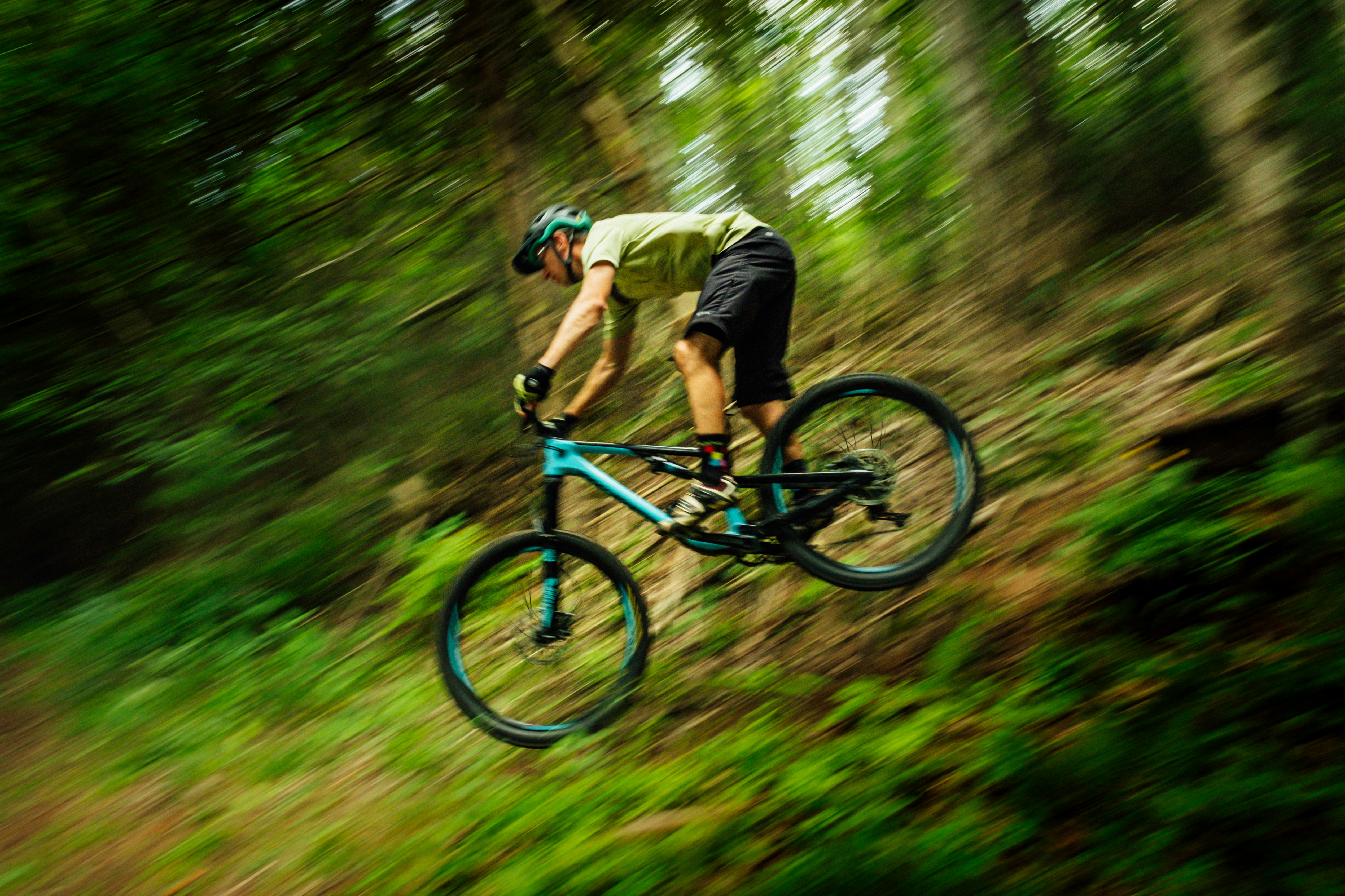 High-speed Mountain Biker on the Bluffs trails in Sussex, New Brunswick. Check out the trail on Mountain Bike Atlantic https://mtbatlantic.com/trail/bluff-beyond-sussex/ Pictured John McNair of Outdoor Elements.