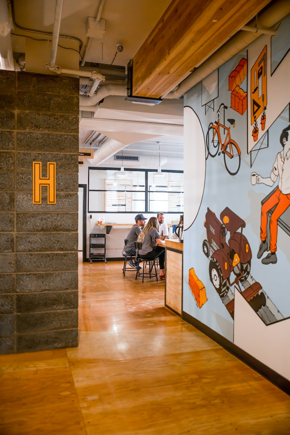 people sitting inside building interior