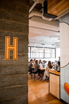 wall with letter H sign