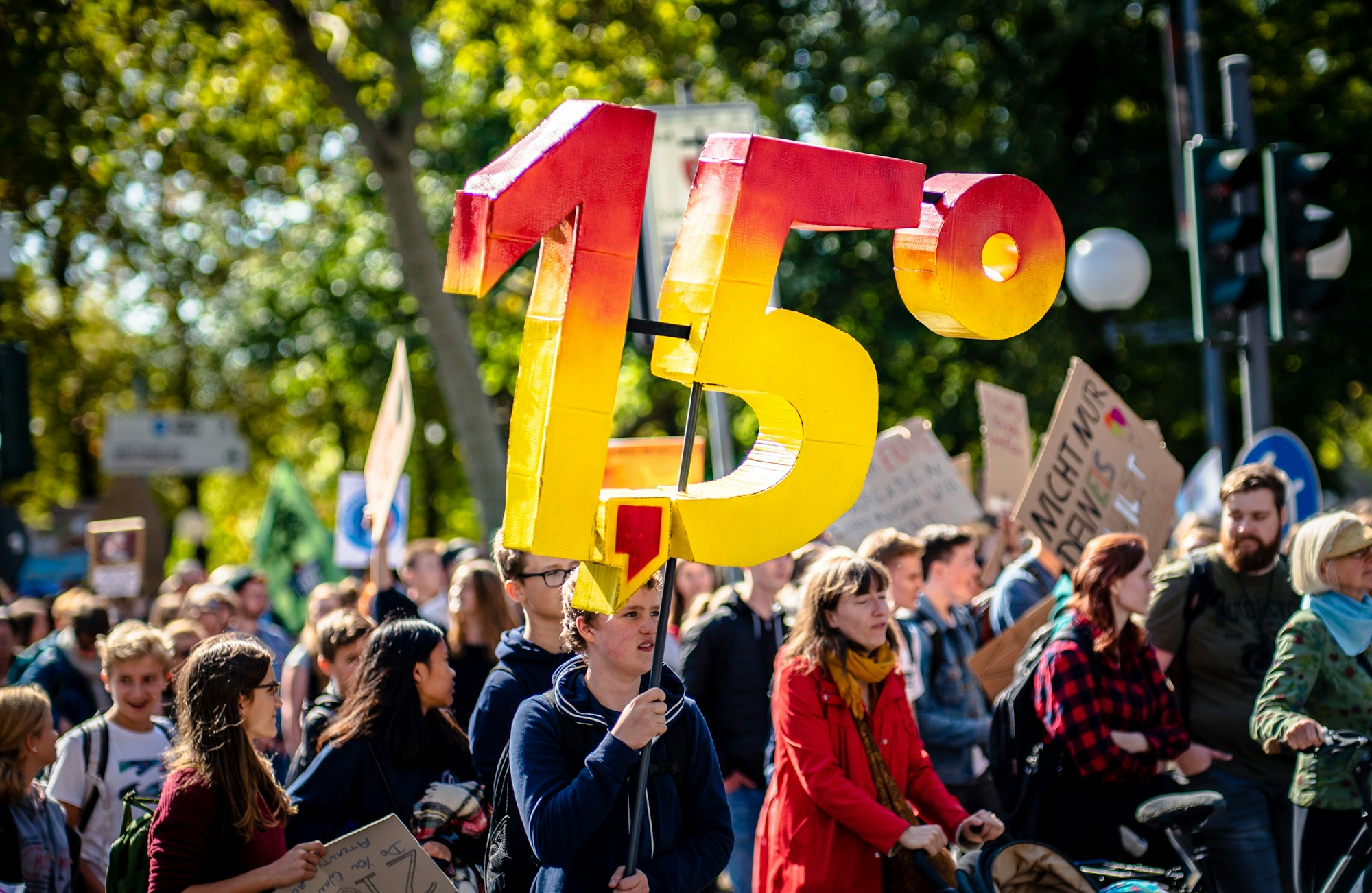 1.5 Degrees Celsius is the magical border - after that, there's no going back. Unfortunately. We are at 1 Degree Celsius right now. 
Fridays For Future, 20.09.2019 in Bonn, Germany