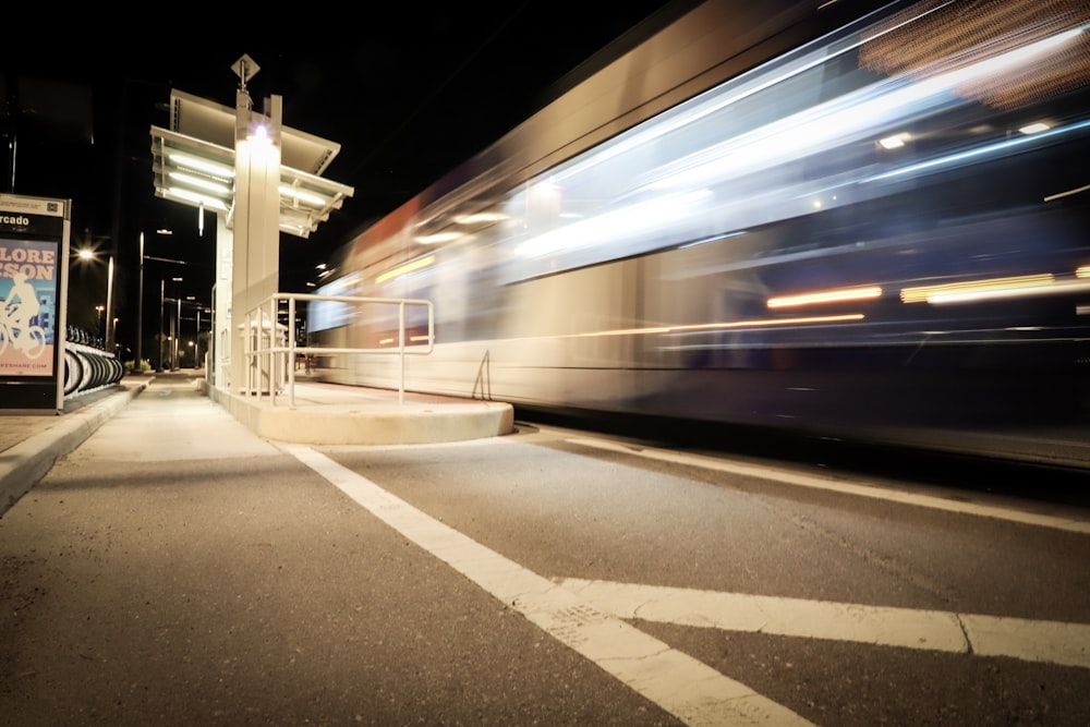 time lapse photo of train