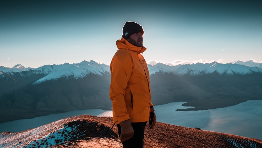 man wearing yellow jacket