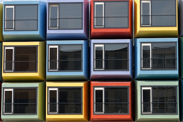 Colorful apartments in a building