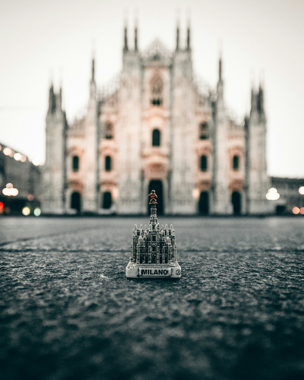 a miniature model of a cathedral in front of a building