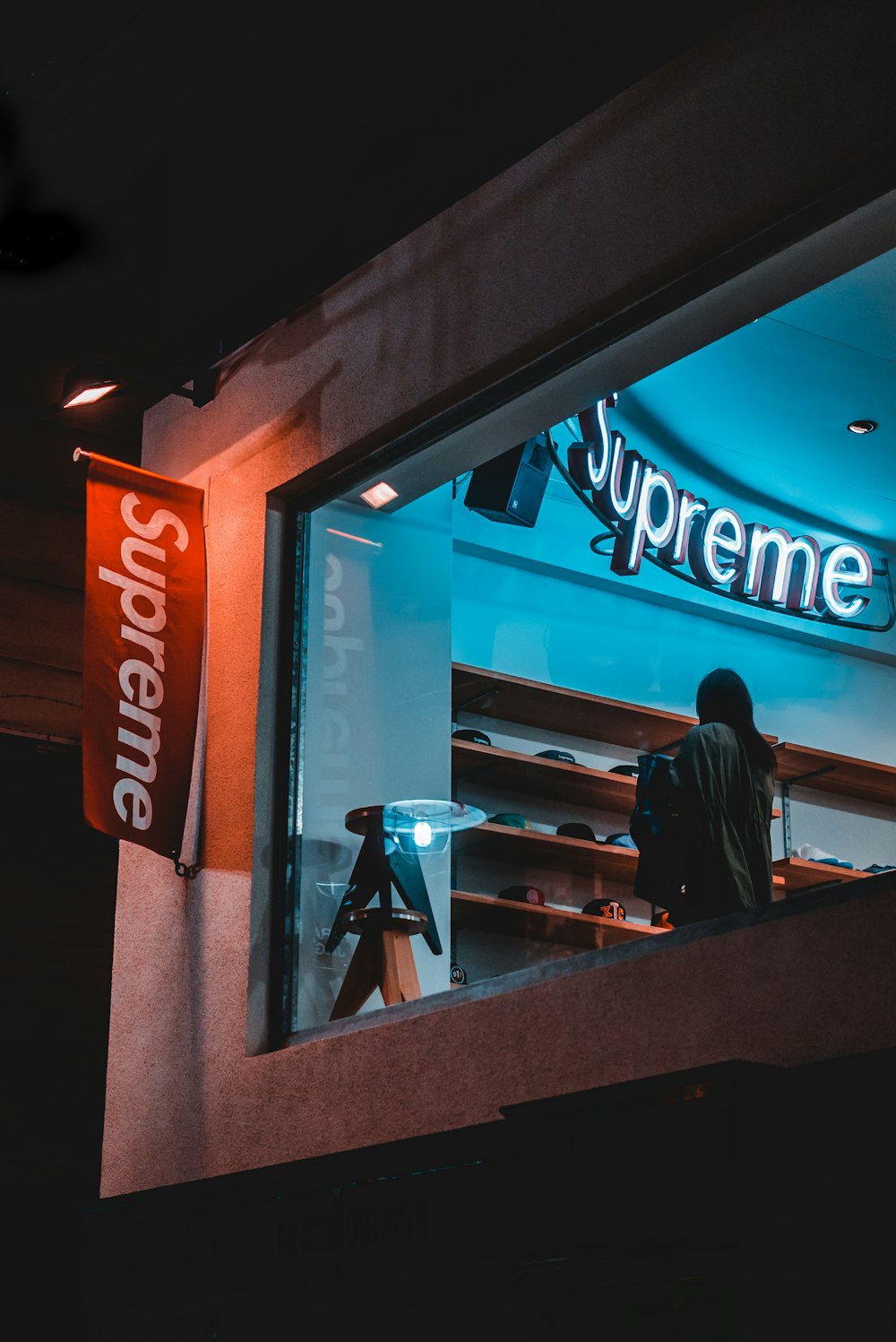 red and white Supreme signage