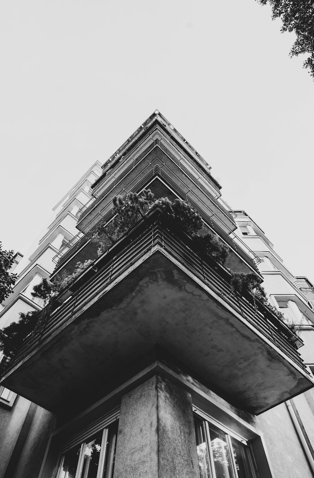 grayscale photography of high-rise building