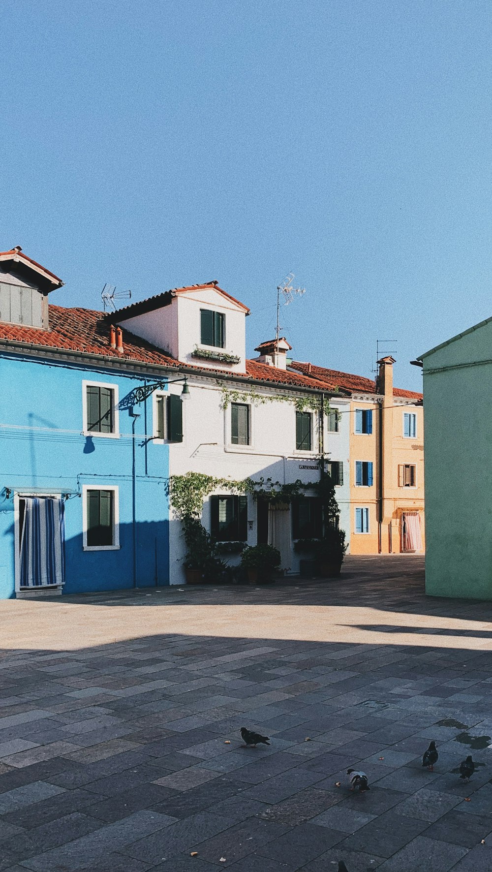 blue and white 2-story house