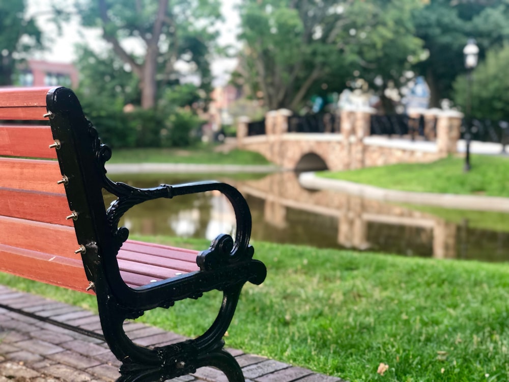 brown and black bench