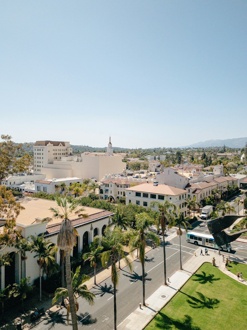 top view of road and houses