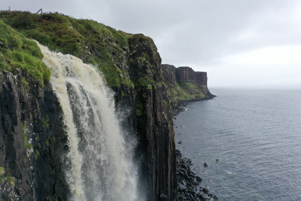 waterfalls with rock formations