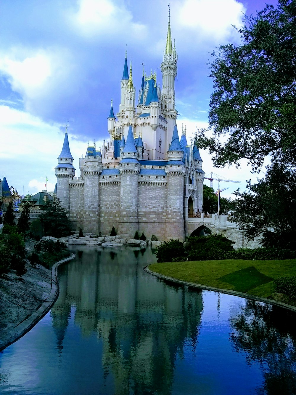 white and blue castle