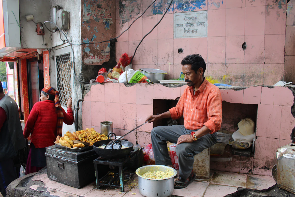 A cook at work in a kitchen