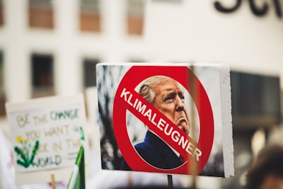 donald trump photo with klimaleugner sign political google meet background