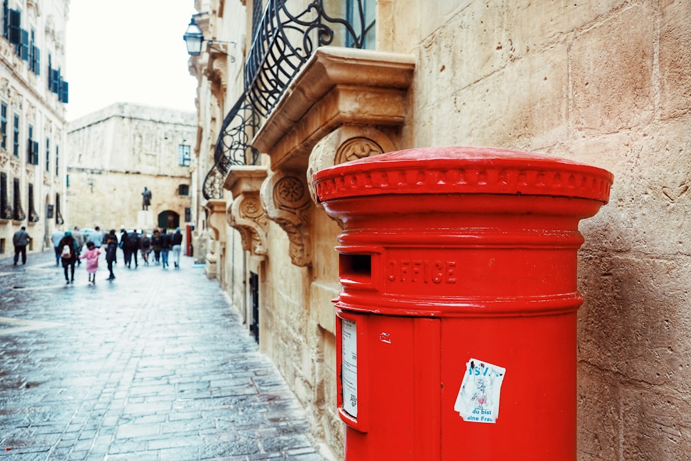 red metal mail box