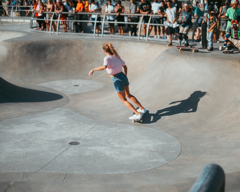 woman riding skateboard