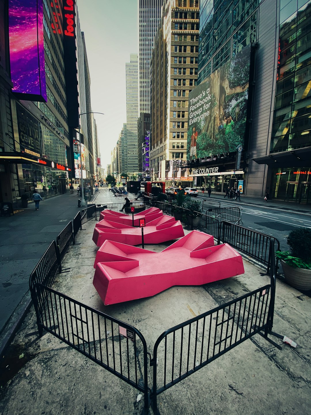 pink center bench