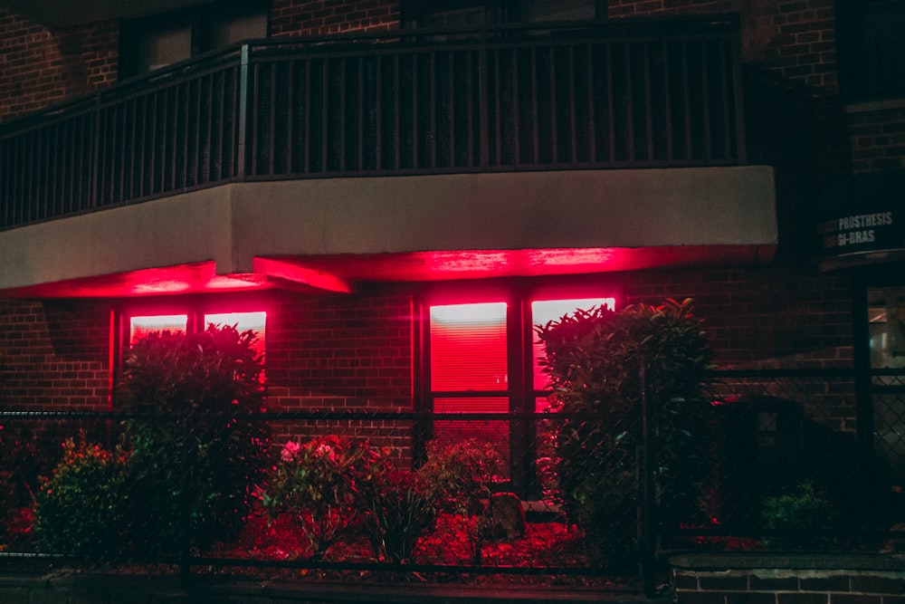 red lighted house