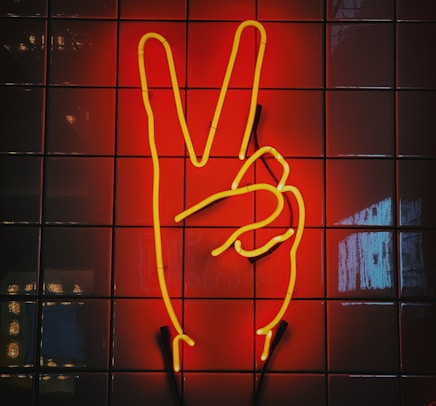 peace sign neon signage