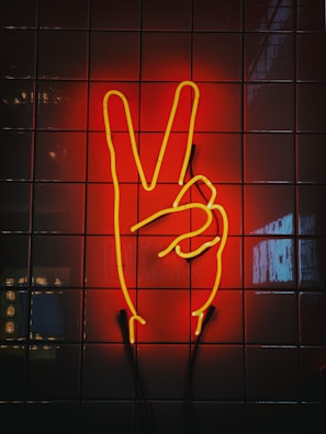 peace sign neon signage