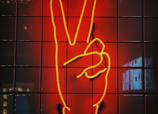 peace sign neon signage