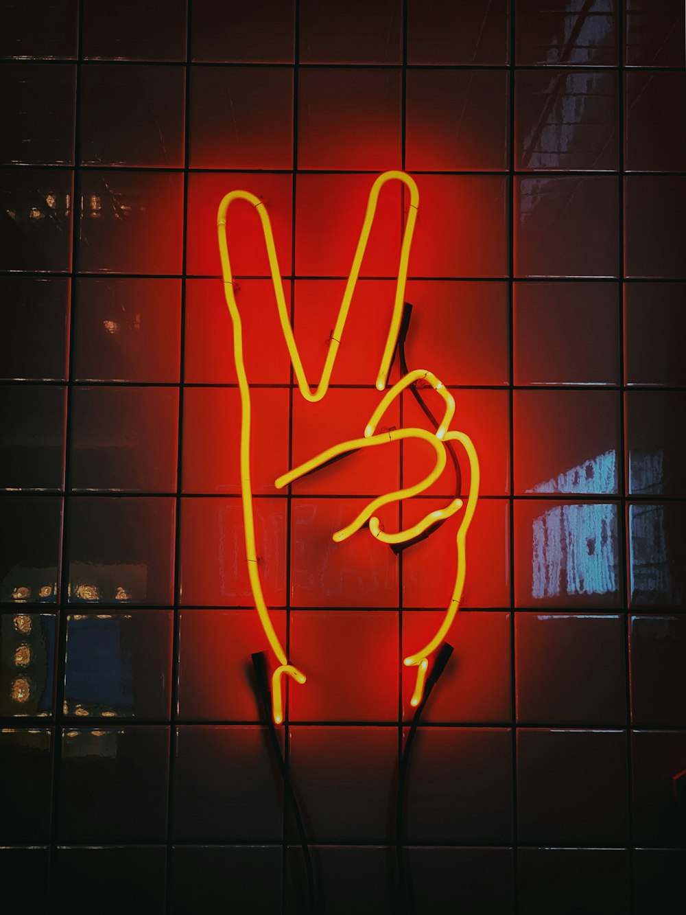 peace sign neon signage