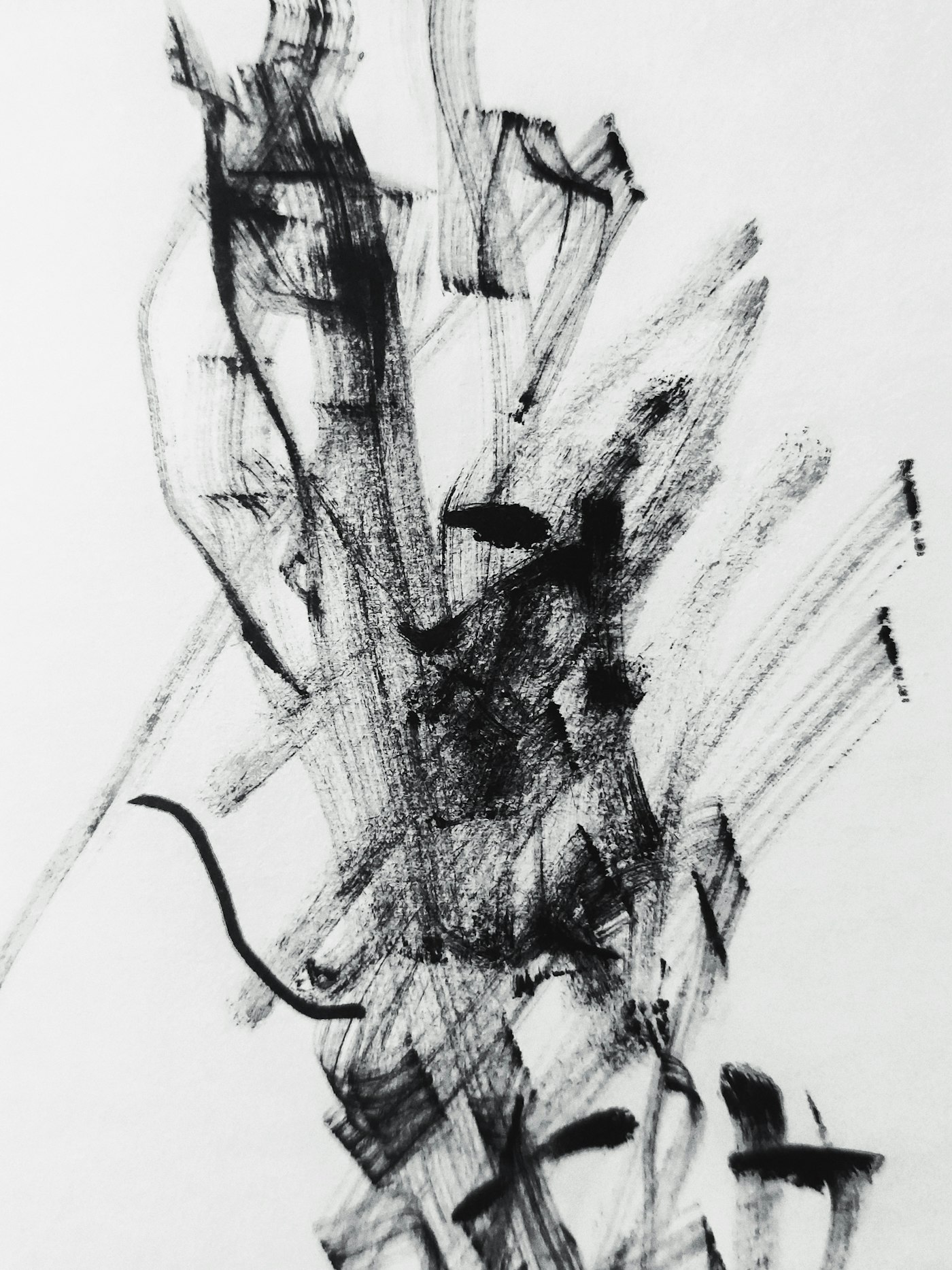 In the Midnight Gloom (2025) — Charcoal on paper by Kirsi Salo