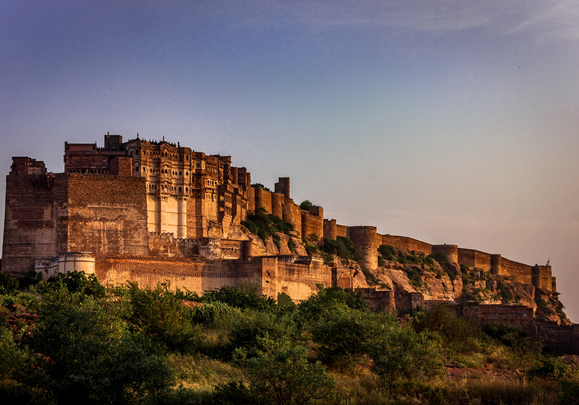 Mehrangarh Fort Jodhpur India at golden sunset — Indian heritage grandeur