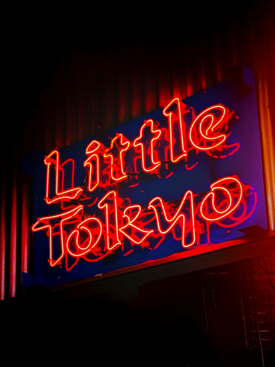 turned-on red Little Tokyo neon signage