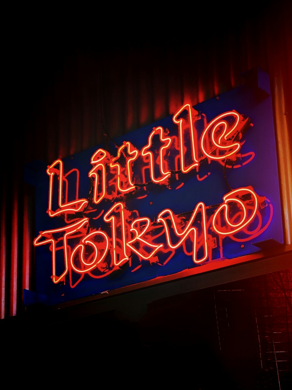 turned-on red Little Tokyo neon signage