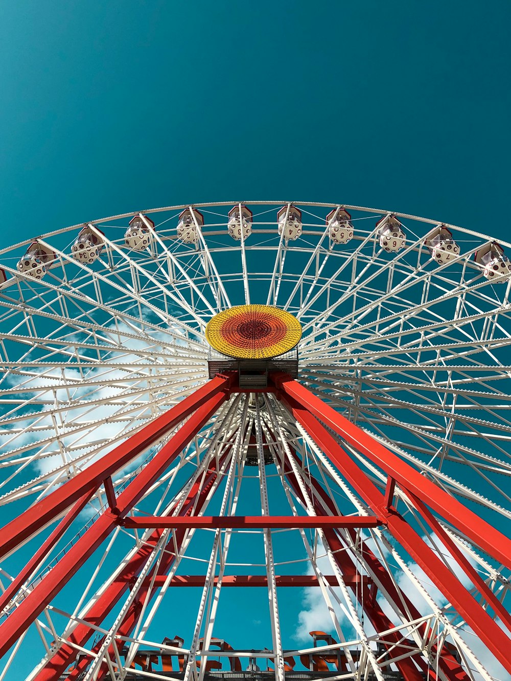 red and white ferris wheel