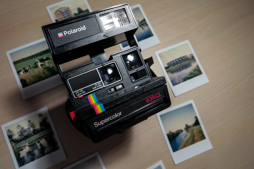 black Polaroid camera