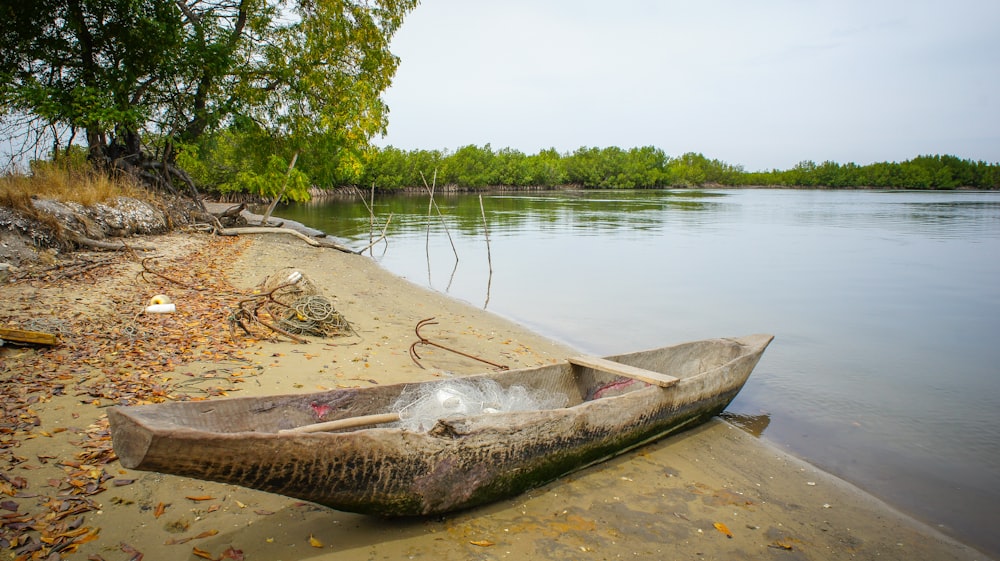 brown canoe