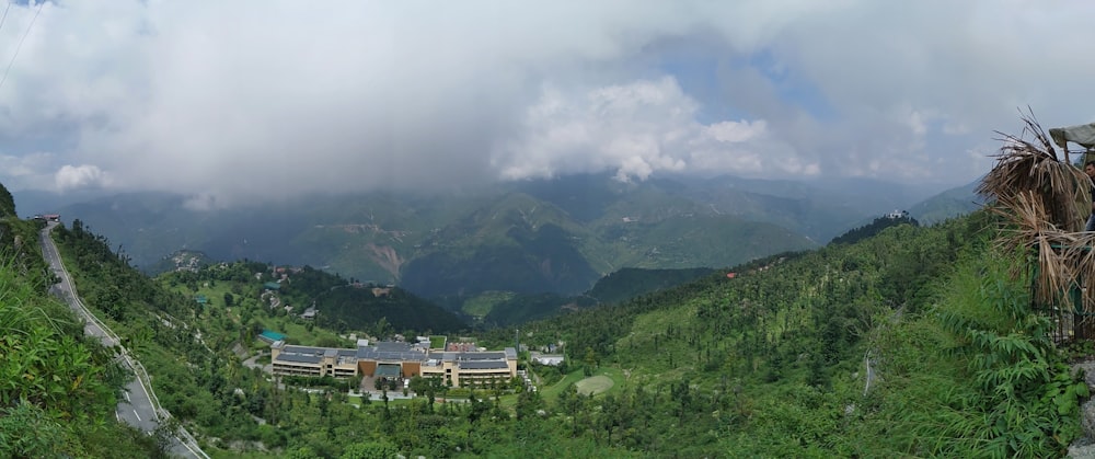 green mountain slope panorama shot