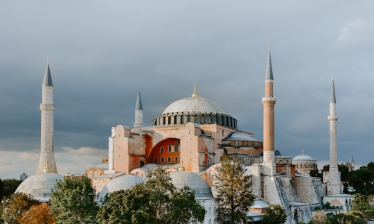 white and brown mosque in Hagia Sophia Turkey