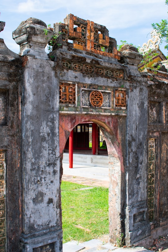 grey concrete gate in Hue Vietnam