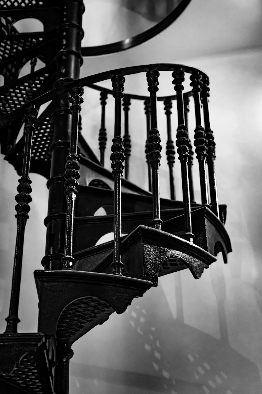 black metal spiral staircase