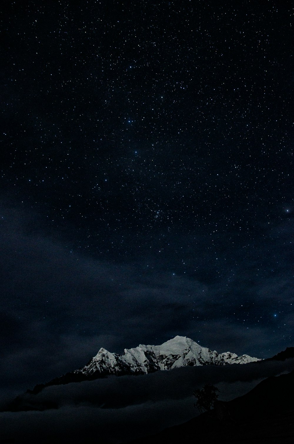 glacier mountain under starry night