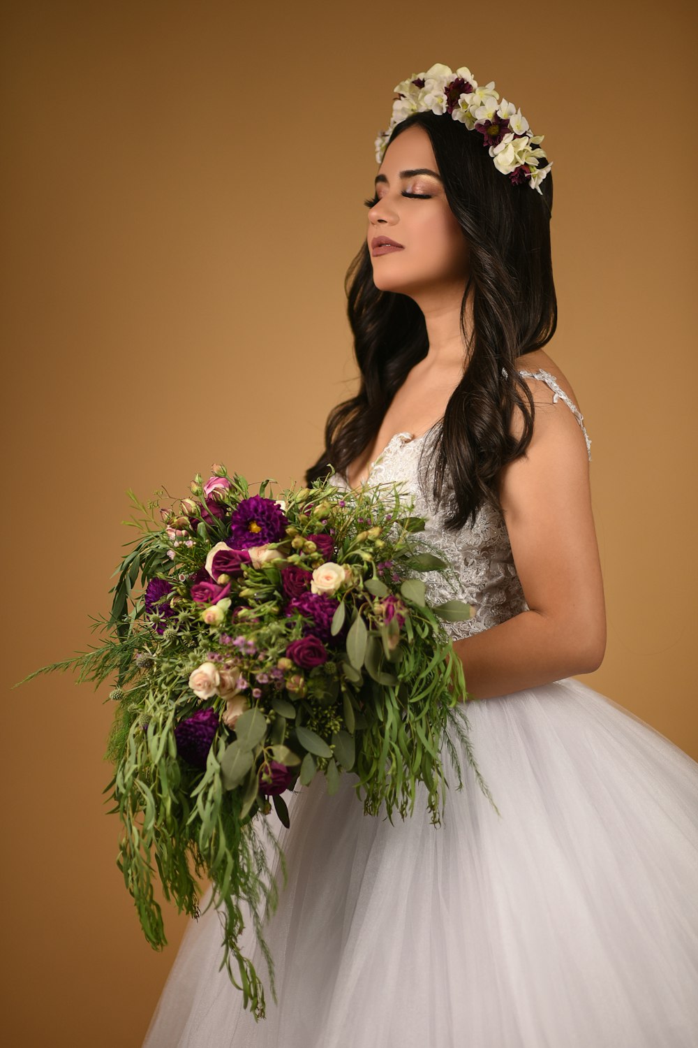 woman wearing white wedding dress