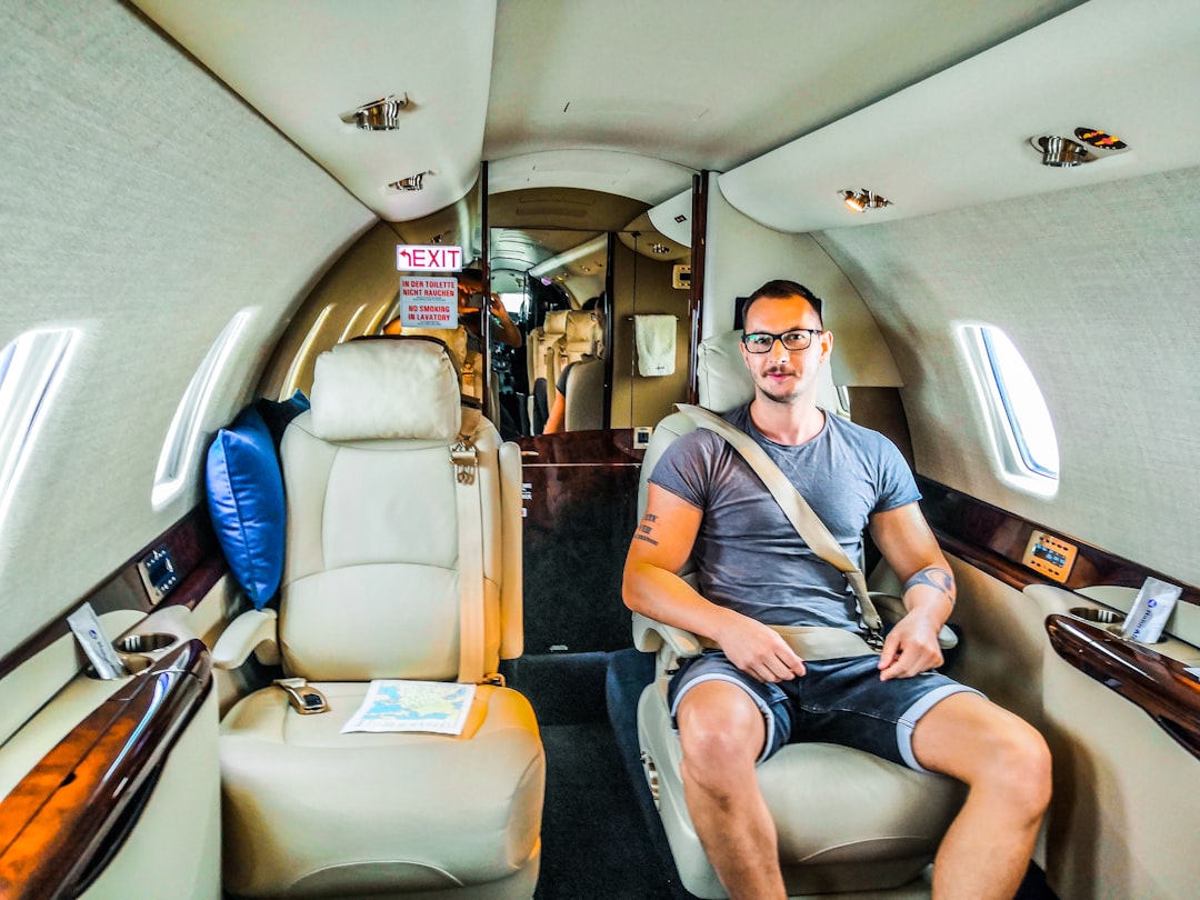 man inside airplane,