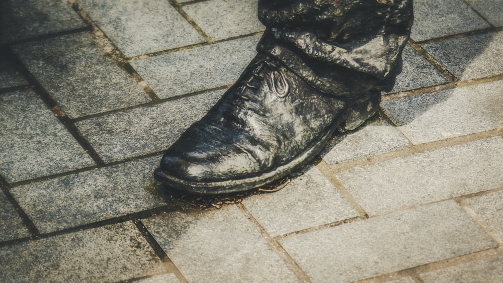 black leather shoe painting