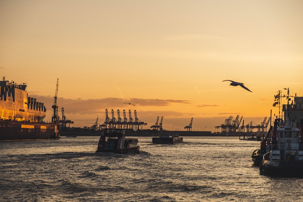 Boote während der goldenen Stunde