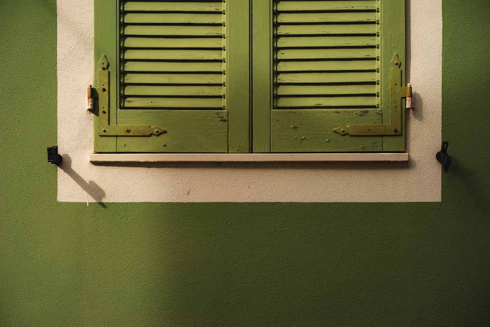 closed green wooden door